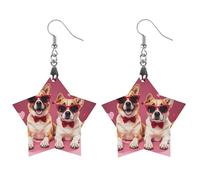 Cani che indossano occhiali da sole orecchini in legno da donna, gioielli vintage eleganti in legno, orecchini leggeri per matrimoni, feste, regalo di tutti i giorni, Love, Legno, Legno