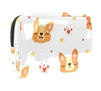 Cani Corgi carino Stelle Cuori modello Borsa per il trucco Borsa cosmetica con cerniera per viaggi d'affari e lavoro