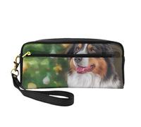 Cani da pastore australiano, Borsa per il trucco Borsa per cosmetici Borsa da viaggio portatile da toilette Astuccio in pelle per donne e ragazze