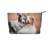 Cani da pastore australiano Cani di coppia Aussie, Borsa per cosmetici in velluto a coste Borsa per il trucco Borsa da viaggio portatile
