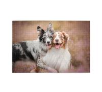 Cani da pastore australiano, coppia di cani, australiani, Puzzle da 1000 pezzi, puzzle in legno per tutta la famiglia, decorazione da parete per adulti e ragazzi