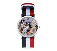 Cani d'inverno orologio al quarzo personalizzato giorno di Natale numeri arabi orologio da polso con cinturino regolabile per uomo donna, stile, regolare, MHXYZHW, Stile, regular, MHXYZHW