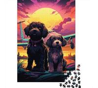 Cani domestici Puzzle per Adulti Puzzle 1000 Pezzi Scenari al tramonto Gioco di Puzzle 1000 Pezzi Carta Relax Decorazione Casa Regalo 70x50cm/1000pcs
