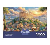 Cani d'oro ad Atene, puzzle da 1000 pezzi con cornice riciclata, gruppo di cani ateniesi, per adulti, antistress, cartone di alta qualità, divertimento per la famiglia, 70x50 cm/1000 pezzi