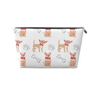 Cani e ciotola svegli della chihuahua, Borsa da toilette Borsa per trucco Borsa per cosmetici Borsa da toilette da viaggio portatile