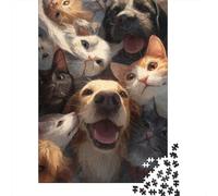 Cani e Gatti Carini Puzzle 1000 Pezzi Puzzle per Adulti Carta Amici Animali Relax Arredo Casa Idea Regalo 70x50cm/1000pcs