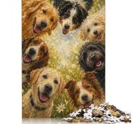 Cani felici floreali Puzzle 500 Pezzi, Modello canino giocoso