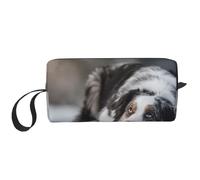 Cani grigi bianchi di neve di inverno del pastore australiano, Borsa per il trucco Borsa per cosmetici Borsa da toilette da viaggio portatile Borsa per trucco Organizer