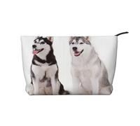 Cani Husky stampati, Borsa per cosmetici in velluto a coste Borsa per il trucco Borsa da viaggio portatile
