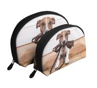 Cani Jack Russell Terrier Animali, Borsa per trucco a conchiglia Portamonete da donna Borsa da toilette piccola Borsa per cosmetici 2 pezzi