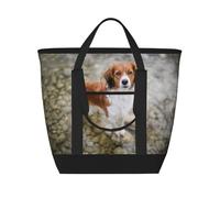 Cani nel fiume d'acqua Cani marroni bianchi Pannello,Borsa porta pranzo grande capacità isolata per donne e uomini, lavoro, picnic, viaggi