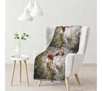 Cani nel fiume d'acqua Cani marroni bianchi Pannello,Coperta morbida, calda, anti-pilling, in flanella, peluche, 76 x 102 cm