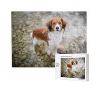 Cani nel fiume d'acqua Cani marroni bianchi Pannello,Puzzle in legno da 500 pezzi, gioco di famiglia, puzzle per adulti e adolescenti, decorazioni per la casa