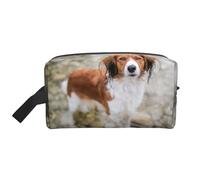 Cani nel fiume d'acqua, cani marroni e bianchi, organizer per cosmetici di grande capacità, borsa da viaggio per il trucco da donna