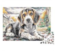 Cani nel Villaggio Puzzle 1000 Pezzi Difficile Adulti Cucciolo Beagle Via Città Autunno Premium Spesse Resistenti Alta Qualità Vivaci Stimolanti Antistress 70x50cm/1000pz
