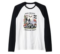 Cani perché Le Persone Sono inquietanti Halloween Maglia con Maniche Raglan