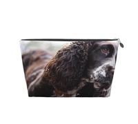 Cani ricci bianchi brunastri di Cocker Spaniel inglese, Borsa da toilette Borsa per trucco Borsa per cosmetici Borsa da toilette da viaggio portatile