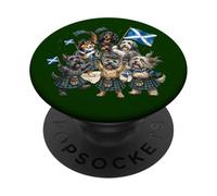 Cani scozzesi come appassionati di calcio celebrano la bandiera della Scozia PopSockets PopGrip Adesivo