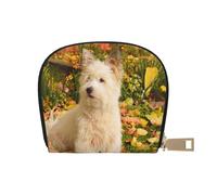 Cani Westie Autumn West Highland White Terrier, Custodia per carte in pelle PU Elegante porta carte di credito Porta carte di credito