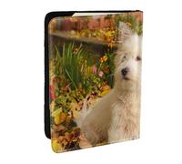 Cani Westie Autumn West Highland White Terrier, Porta passaporto da viaggio in pelle PU Custodia per passaporto Copertine per passaporto da 6,5 pollici