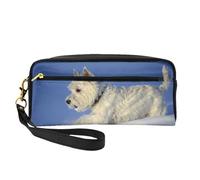 Cani Westie Winter West Highland White Terrier, Borsa per il trucco Borsa per cosmetici Borsa da viaggio portatile da toilette Astuccio in pelle per donne e ragazze
