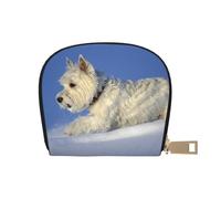 Cani Westie Winter West Highland White Terrier, Custodia per carte in pelle PU Elegante porta carte di credito Porta carte di credito