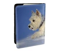 Cani Westie Winter West Highland White Terrier, Porta passaporto da viaggio in pelle PU Custodia per passaporto Copertine per passaporto da 6,5 pollici