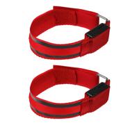CANIGHT 2 Pezzi Bracciale LED Luminoso Rosso Regolabile per Corsa Notturna | Nailon e Led, Luce Fissa o Lampeggiante Lenta, Leggerissimo per Zaino e Cane