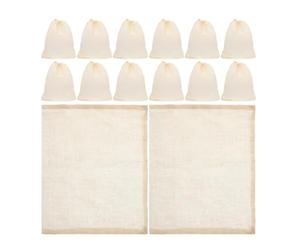 CANIGHT 20 Sacchetti Filtro per Condimento per Stufato in Garza Riutilizzabili Coulisse 20x25 Cm, Sacchetti per Spezie e Medicina Cinese, per Filtraggio Brodo e Zuppe, Materiale