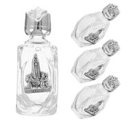 CANIGHT 4 Pezzi Mini Bottiglia in Vetro da 16ml con Motivo Rosa Raffinato, Resistente e Multiuso, per Preghiere All'altare e Bomboniere per Battesimo