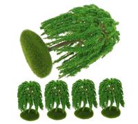 CANIGHT 5 Pezzi Albero di Salice Piangente in Plastica Verde per Micro Diorami e Accessori Ferroviari, Compatibilità Versatile e Applicazione Educativa per Paesaggi in Miniatura