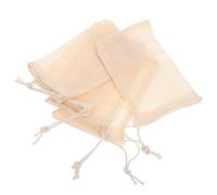 CANIGHT 5 Pezzi Sacchetti Sapone in Cotone e Lino Beige con Coulisse, Sacchetti Naturali per Doccia e Bagno, Rete Esfoliante per Pelle Delicata e Facile da Trasportare