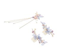 CANIGHT Accessori per Chioma Tradizionali Hanfu Forcine Lunghe a Nappina Set di 3 Pezzi in Lega e Pettine a Forma di Fiore il Giorno della Mamma per Matrimoni e Celebrazioni