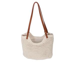 CANIGHT Borsa da Spiaggia in Cotone con Zip Bianca, Design Svuotato e Stile Trendy, Adatta per il Tempo Estivo