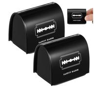 CANIGHT Contenitore Porta Lame da Barba in Ferro Nero 2 Pezzi, Design per Rasoi a Doppio Filo, Salvaspazio per Saloni da Barbiere