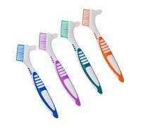 CANIGHT Spazzolino per Dentiera Doppia Faccia 4 Pezzi Setole Multistrato e Manico Grande per Pulizia e Cura Delicata delle Protesi Dentali