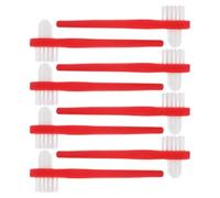 CANIGHT Spazzolino per Protesi Dentali Doppia Testa 8 Pezzi Rosso in Pp e Nylon, Design Portatile per Pulizia Interdental e Cura Dentiera in Viaggio