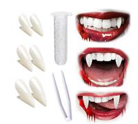 Canini da Vampiro Fluorescenti Dracula Halloween Resina Medica 3 Paia 13 15 17mm