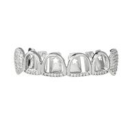 Canini Traforati Unici, Placcati Oro e Argento 18K Gioiello Dentale Micro Ornato Stile Hip-Hop Regalo Moda Unisex(Silver,Openwork)