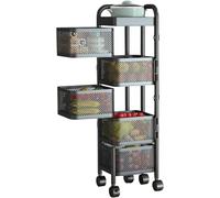 Canket di frutta quadrata a 5 livelli, carrello di stoccaggio di frutta e verdura, porta di frutta e verdura in acciaio in metallo con ruote, organizzatore di snack in metallo, bidoni del cesto di