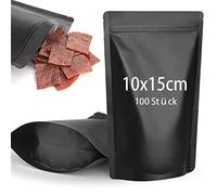 CANLENPK - Sacchetti in lamina di Mylar nera, 10 x 15 cm, con cerniera, per conservare gli alimenti, sigillabili a caldo, sacchetti metallici Myla (100 pezzi)