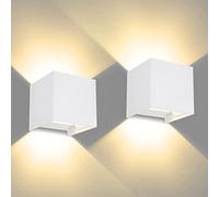 CANMEIJIA 2 Pezzi Applique da Esterno, 12W Lampade da Esterno IP65 3000K 1000 LM Plafoniera da Esterno, Bagno, Soggiorno, Lampada da Letto, Scala, Corridoio