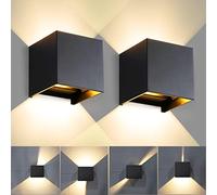 CANMEIJIA 2 Pezzi Applique da Parete Esterno, 12W Lampade da Esterno IP65 3000K 1000 LM Plafoniera da Esterno, Bagno, Soggiorno, Lampada da Letto, Scala, Corridoio