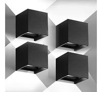 CANMEIJIA 4 Pezzi Lampade da Esterno 12W IP65 3000K 1000L Plafoniera, Nero, per Portico, Soggiorno e Camera da Letto