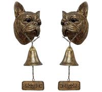 Canna ad per cani, campanello di faccia fuori dal metallo retrò, campana della porta per esterni decorativa con motivo per la fattoria, ingresso della casa (Bulldog francese)