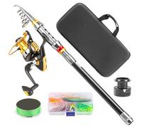 Canna da e mulinelli combinati, canna telescopica compatta per viaggi e viaggi, borsa da viaggio compatta per al lago, kayak, riva, persico e escursioni