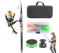 Canna da e mulinelli combinati, canna telescopica per trota, borsa da viaggio compatta per al lago, kayak, riva, pesce persico, escursioni