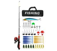 Canna da per giovani, kit da per principianti,Combinazioni di canna da e mulinello portatili - Canna da telescopica da 1,6 m/5,25 piedi, kit completi di attrezzatura da per bambini con per esche per p