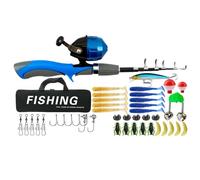 Canna da per giovani, kit da per principianti,Kit da portatile con scatola per attrezzatura - Set combinato di canna da telescopica e mulinello da 1,6 m/5,25 piedi con per esche per acqua salata