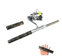 Canna da pesca a forma di penna tascabile e mulinello, set di baitcasting | Asta in fibra di vetro, bobina in lega di alluminio 2 + 1 BB, pieghevole, 1. per 4 m/1 m, attrezzatura da viaggio per